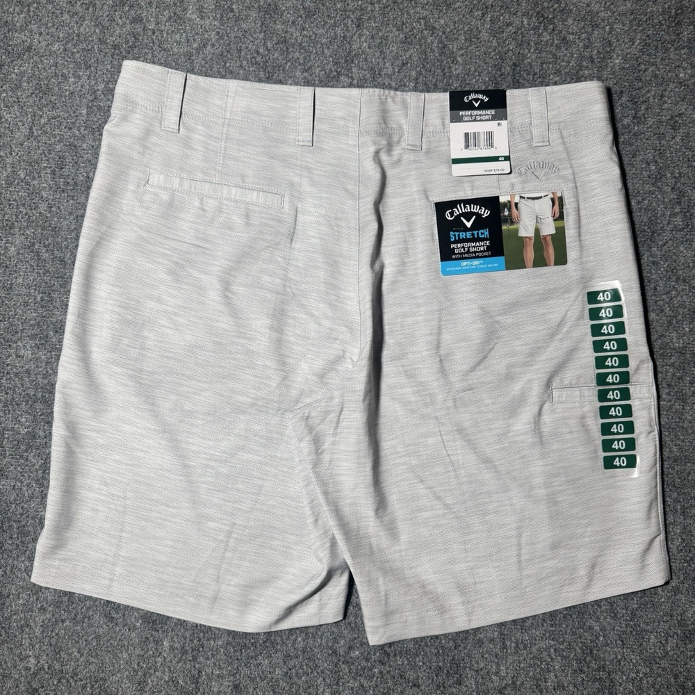 Callaway Performance Golf Shorts Bright White Opti-Dri Stretch Men Size 40 NWT